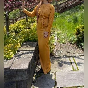 Asos mustard/gold batwing dress maxi